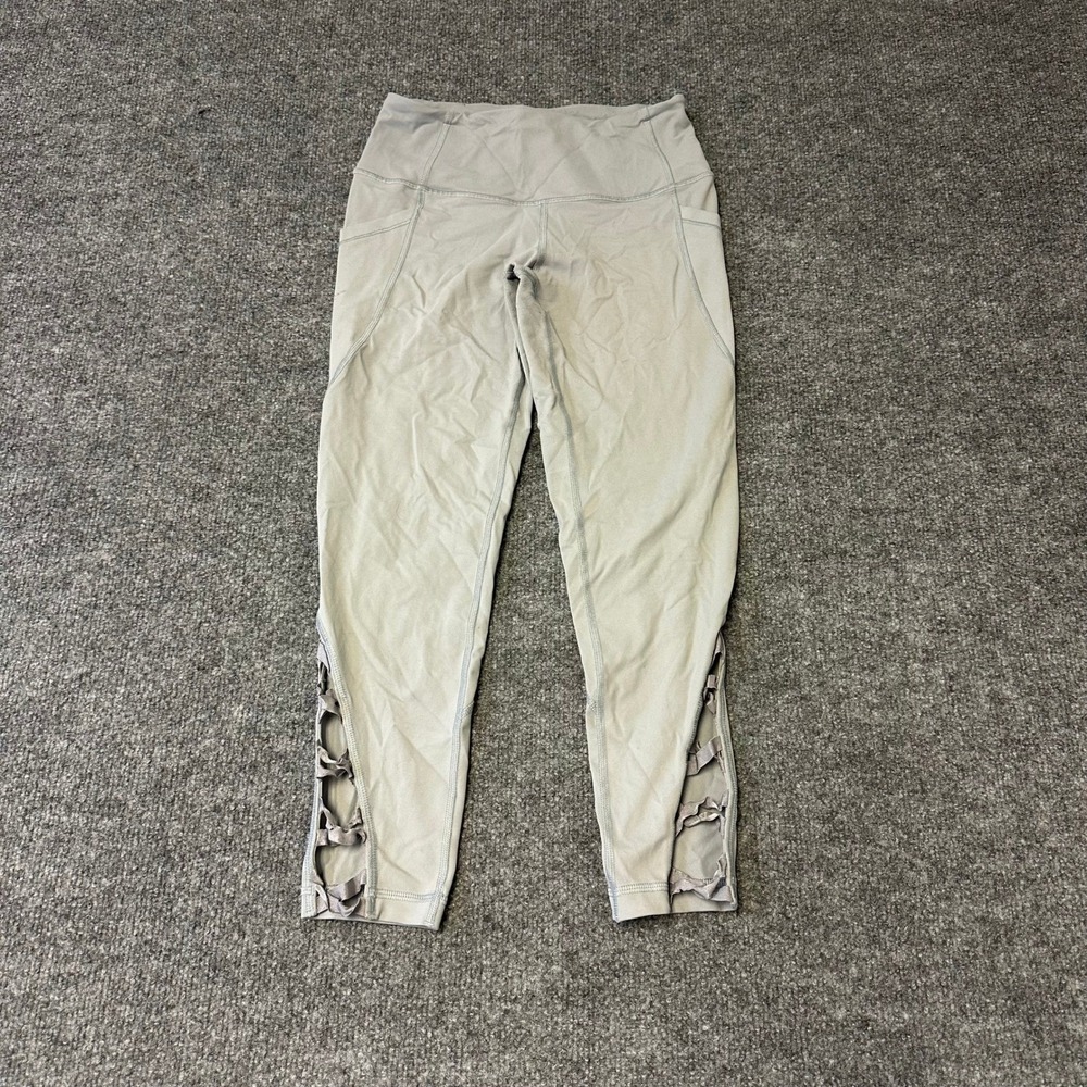 Victoria Sport Leggings Womens XS Gray Knockout Capri Lattice Ribbon Athletic